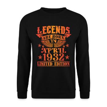 Anniversaire Avril 1932 Edition Limitée Millésime - Sweat-shirt Unisexe - noir - Devant - Alina (178cm) & Michal (187cm)