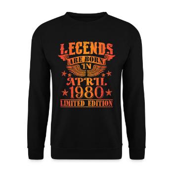 Anniversaire Avril 1980 Edition Limitée Millésime - Sweat-shirt Unisexe - noir - Devant - Alina (178cm) & Michal (187cm)
