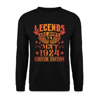 Geburtstag Mai 1924 Limited Edition Vintage - Unisex Pullover - Schwarz - Vorne - Alina (178cm) & Michal (187cm)