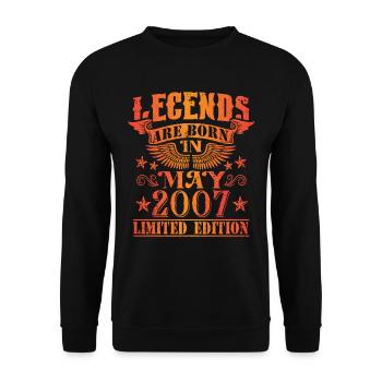 Geburtstag Mai 2007 Limited Edition Vintage - Unisex Pullover - Schwarz - Vorne - Alina (178cm) & Michal (187cm)
