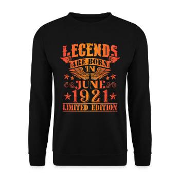 Geburtstag Juni 1921 Limited Edition Vintage - Unisex Pullover - Schwarz - Vorne - Alina (178cm) & Michal (187cm)