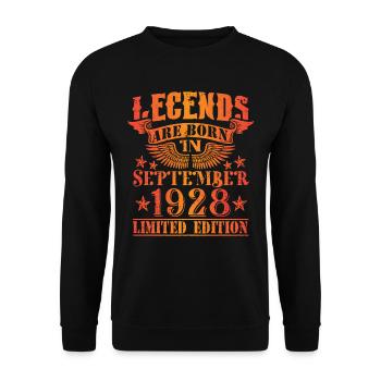 Geburtstag September 1928 Limited Edition Vintage - Unisex Pullover - Schwarz - Vorne - Alina (178cm) & Michal (187cm)