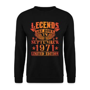 Anniversaire Septembre 1971 Edition Limitée Millésime - Sweat-shirt Unisexe - noir - Devant - Alina (178cm) & Michal (187cm)