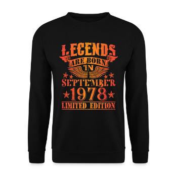Birthday September 1978 Limited Edition Vintage - Unisex Sweatshirt - black - Front - Alina (178cm) & Michal (187cm)