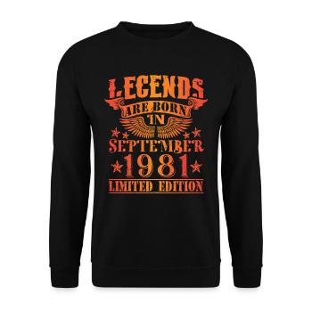 Birthday September 1981 Limited Edition Vintage - Unisex Sweatshirt - black - Front - Alina (178cm) & Michal (187cm)