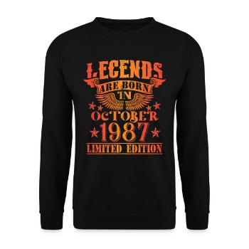 Birthday October 1987 Limited Edition Vintage - Unisex Sweatshirt - black - Front - Alina (178cm) & Michal (187cm)
