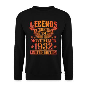 Anniversaire Novembre 1932 Edition Limitée Millésime - Sweat-shirt Unisexe - noir - Devant - Alina (178cm) & Michal (187cm)