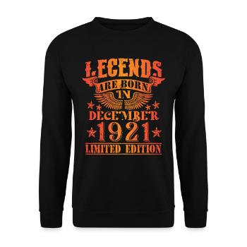Birthday December 1921 Limited Edition Vintage - Unisex Sweatshirt - black - Front - Alina (178cm) & Michal (187cm)