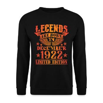Birthday December 1922 Limited Edition Vintage - Unisex Sweatshirt - black - Front - Alina (178cm) & Michal (187cm)