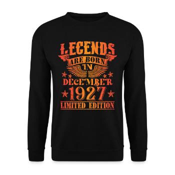 Geburtstag Dezember 1927 Limited Edition Vintage - Unisex Pullover - Schwarz - Vorne - Alina (178cm) & Michal (187cm)