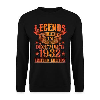 Anniversaire Décembre 1932 Edition Limitée Millésime - Sweat-shirt Unisexe - noir - Devant - Alina (178cm) & Michal (187cm)