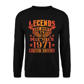 Anniversaire Décembre 1971 Edition Limitée Millésime - Sweat-shirt Unisexe - noir - Devant - Alina (178cm) & Michal (187cm)