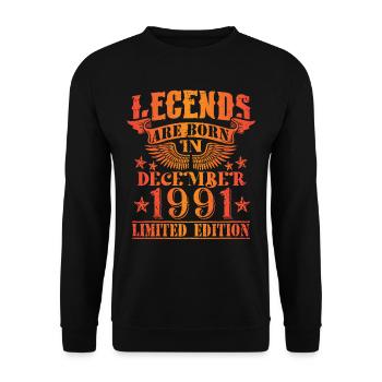 Anniversaire Décembre 1991 Edition Limitée Millésime - Sweat-shirt Unisexe - noir - Devant - Alina (178cm) & Michal (187cm)
