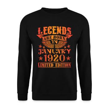 Geburtstag Januar 1920 Limited Edition Vintage - Unisex Pullover - Schwarz - Vorne - Alina (178cm) & Michal (187cm)