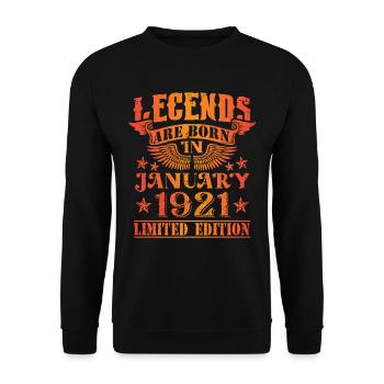 Geburtstag Januar 1921 Limited Edition Vintage - Unisex Pullover - Schwarz - Vorne - Alina (178cm) & Michal (187cm)