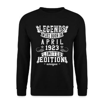 Anniversaire Avril 1923 Edition Limitée Millésime - Sweat-shirt Unisexe - noir - Devant - Alina (178cm) & Michal (187cm)