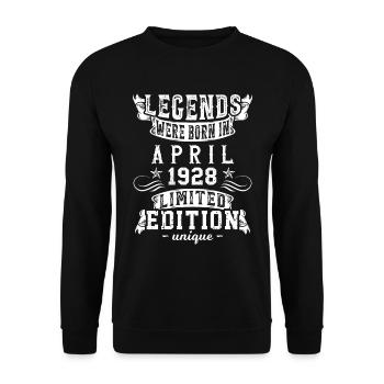 Geburtstag April 1928 Limited Edition Vintage - Unisex Pullover - Schwarz - Vorne - Alina (178cm) & Michal (187cm)