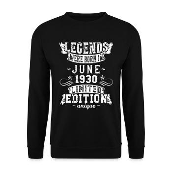 Birthday: June 1930 Limited Edition Vintage - Unisex Sweatshirt - black - Front - Alina (178cm) & Michal (187cm)