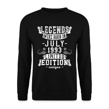 Anniversaire Juillet 1993 année Edition Limitée Millésime - Sweat-shirt Unisexe - noir - Devant - Alina (178cm) & Michal (187cm)
