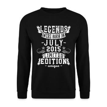 Anniversaire Juillet 2015 année Edition Limitée Millésime - Sweat-shirt Unisexe - noir - Devant - Alina (178cm) & Michal (187cm)