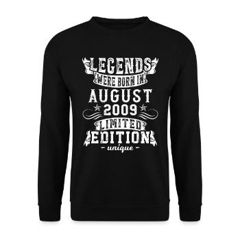 Birthday August 2009 year Limited Edition Retro - Unisex Sweatshirt - black - Front - Alina (178cm) & Michal (187cm)