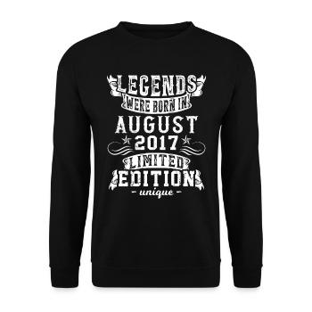 Birthday August 2017 Year Limited Edition Retro - Unisex Sweatshirt - black - Front - Alina (178cm) & Michal (187cm)