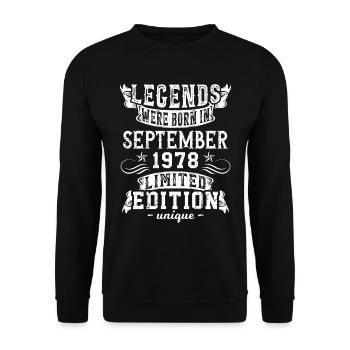 Birthday September 1978 year Limited Edition - Unisex Sweatshirt - black - Front - Alina (178cm) & Michal (187cm)