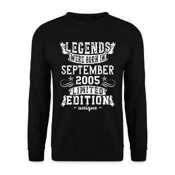 Birthday September 2005 Year Limited Edition - Unisex Sweatshirt - black - Front - Alina (178cm) & Michal (187cm)