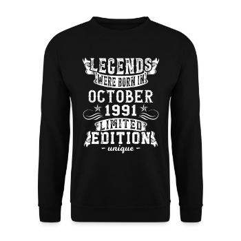 Anniversaire Octobre 1991 année Edition Limitée - Sweat-shirt Unisexe - noir - Devant - Alina (178cm) & Michal (187cm)