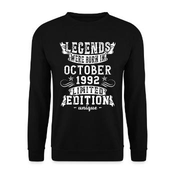 Birthday October 1992 year Limited Edition - Unisex Sweatshirt - black - Front - Alina (178cm) & Michal (187cm)