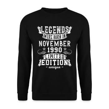 Birthday November 1990 year Limited Edition - Unisex Sweatshirt - black - Front - Alina (178cm) & Michal (187cm)