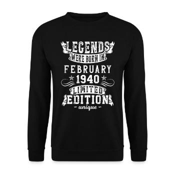 Geburtstag Februar 1940 Jahr Limited Edition - Unisex Pullover - Schwarz - Vorne - Alina (178cm) & Michal (187cm)
