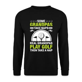 Playing golf is living!- Swing the golf club - Unisex Sweatshirt - black - Front - Alina (178cm) & Michal (187cm)