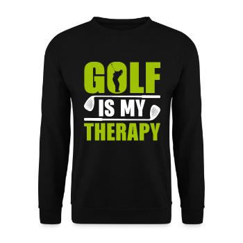 Playing golf is living!- Swing the golf club - Unisex Sweatshirt - black - Front - Alina (178cm) & Michal (187cm)