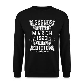 Birthday March 1923 year Limited Edition - Unisex Sweatshirt - black - Front - Alina (178cm) & Michal (187cm)