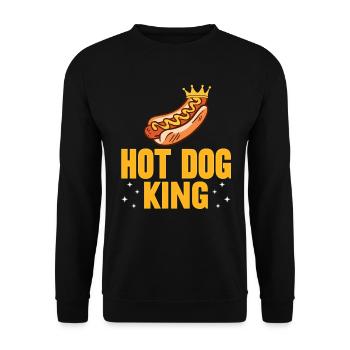 Hot Dog König! - Unisex Pullover - Schwarz - Vorne - Alina (178cm) & Michal (187cm)