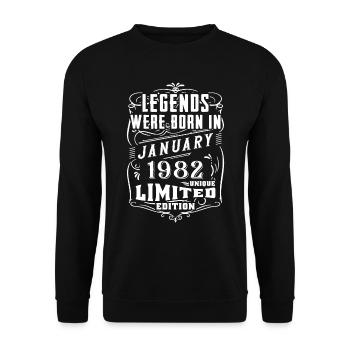 Anniversaire Janvier 1982 Année Edition Limitée - Sweat-shirt Unisexe - noir - Devant - Alina (178cm) & Michal (187cm)