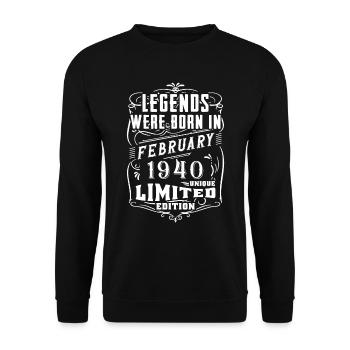 Geburtstag Februar 1940 Jahr Limited Edition - Unisex Pullover - Schwarz - Vorne - Alina (178cm) & Michal (187cm)