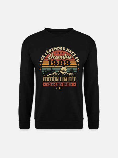 Cadeau Anniversaire Décembre 1989 - Decembre 1989 - Sweat-shirt Unisexe - noir