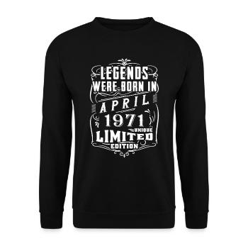 Anniversaire Avril 1971 Année Edition Limitée - Sweat-shirt Unisexe - noir - Devant - Alina (178cm) & Michal (187cm)