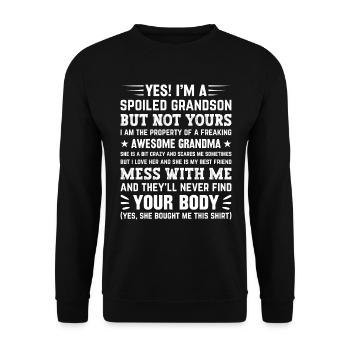 Enkelsohn und Großeltern - Eine besondere Bindung - Unisex Pullover - Schwarz - Vorne - Alina (178cm) & Michal (187cm)
