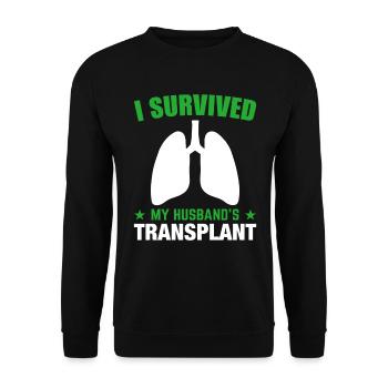 Lungentransplantation meines Mannes - Unisex Pullover - Schwarz - Vorne - Alina (178cm) & Michal (187cm)