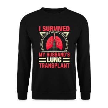 Lungentransplantation meines Mannes - Unisex Pullover - Schwarz - Vorne - Alina (178cm) & Michal (187cm)
