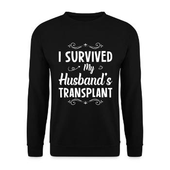 Lungentransplantation meines Mannes habe ich auch - Unisex Pullover - Schwarz - Vorne - Alina (178cm) & Michal (187cm)