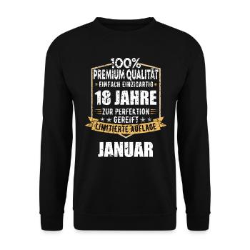 18th Birthday January Vintage 2006 Gift Idea - Unisex Sweatshirt - black - Front - Alina (178cm) & Michal (187cm)