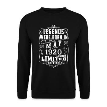 Anniversaire Mai 1920 Année Edition Limitée - Sweat-shirt Unisexe - noir - Devant - Alina (178cm) & Michal (187cm)