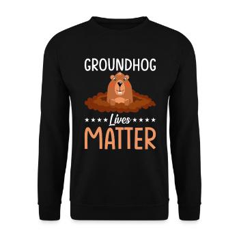Groundhog - Marmot life counts too! - Unisex Sweatshirt - black - Front - Alina (178cm) & Michal (187cm)