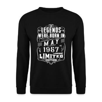 Anniversaire Mai 1957 Année Edition Limitée - Sweat-shirt Unisexe - noir - Devant - Alina (178cm) & Michal (187cm)