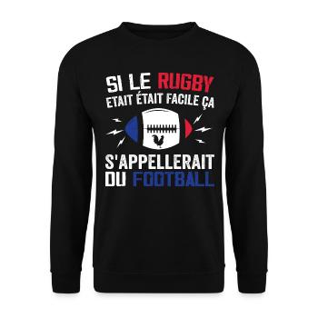 Wenn Rugby einfach wäre, würde es Fußball heißen - Unisex Pullover - Schwarz - Vorne - Alina (178cm) & Michal (187cm)