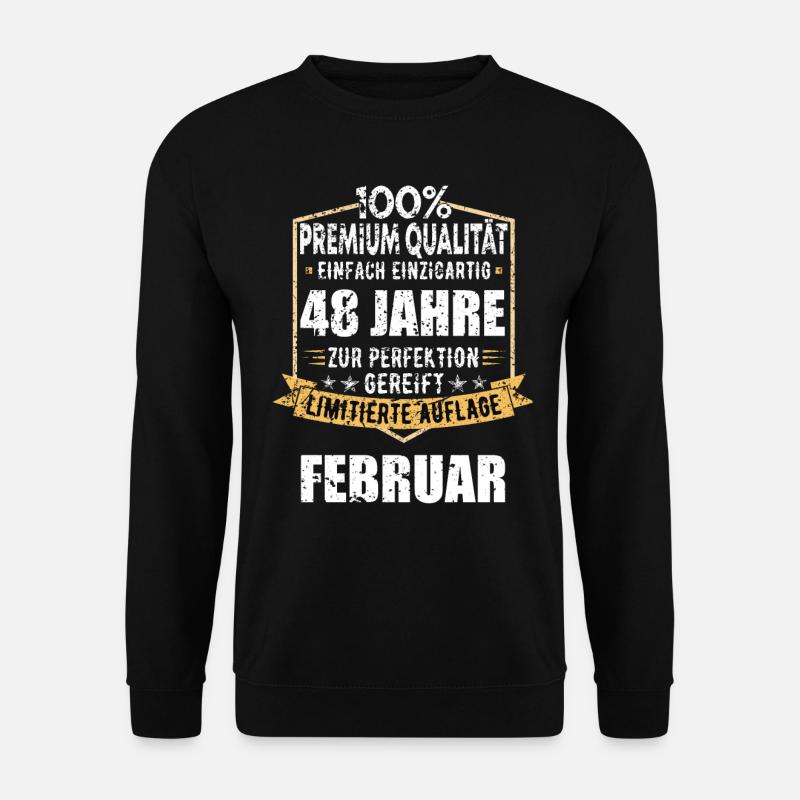 48. Geburtstag FEBRUAR Jahrgang 1976 Geschenkidee - Unisex Pullover - Schwarz